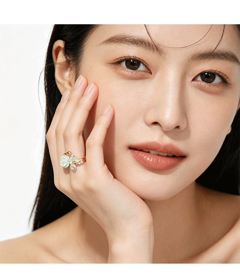Forest-themed spring/Summer thin camellia open ring, a niche design with a sense of high-end luxury, a new 2026 ring pic 9