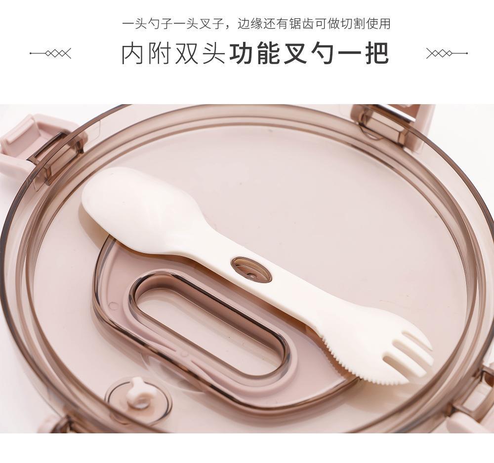 INS304不锈钢双层圆形保温饭盒午餐盒带餐具便携多层三层餐盒详情8