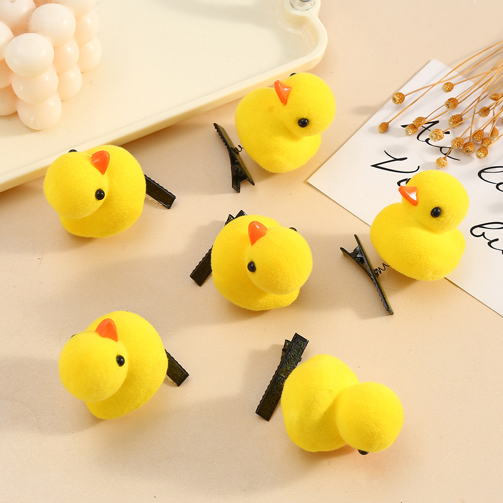 网红爆款儿童专用小黄鸭发夹 可爱卖萌立体弹簧夹发饰 毛绒卡通造型 批发优惠详情3