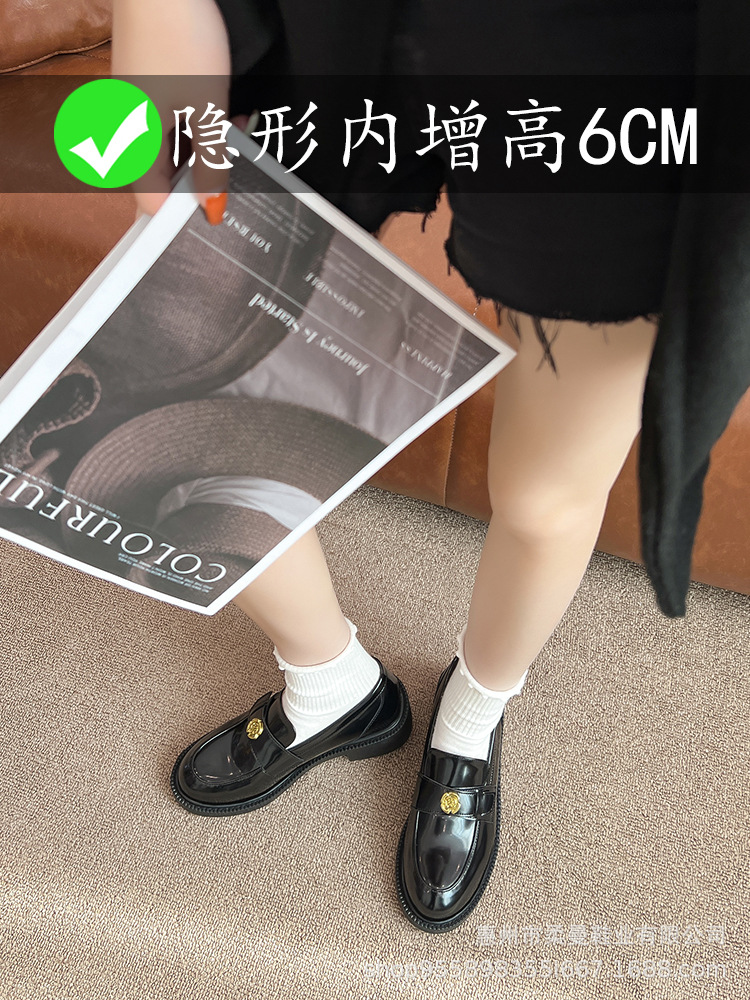 牛皮版葡萄妈同款秋冬加绒厚底单鞋真皮一脚蹬内增高乐福小皮鞋女详情3