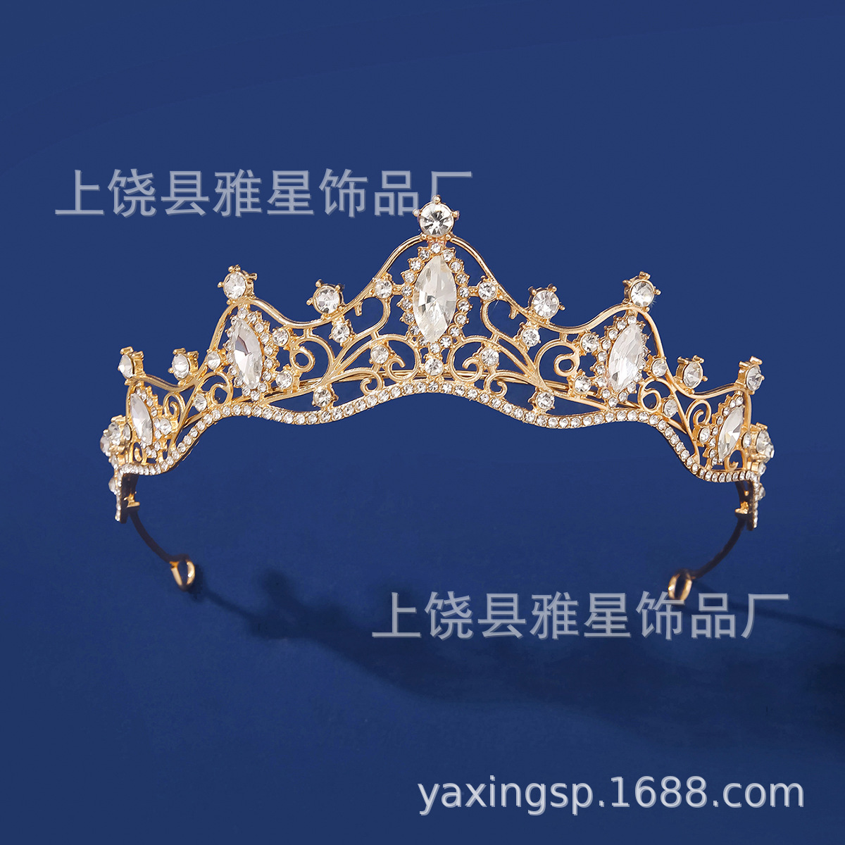 新款钻石银金色公主头饰大气婚纱礼服超闪水晶奢华女神新娘婚礼皇详情7