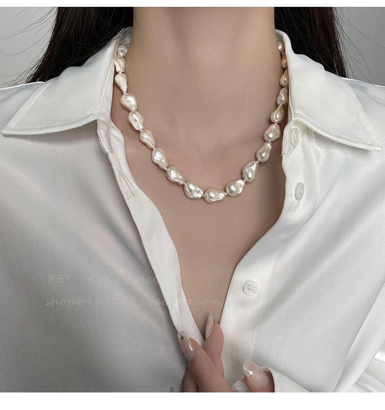 Lujo ligero temperamento irregular barroco collar de perlas mujer 2024 nuevo premium sentido gargantilla suéter cadena cadena clavícula pic 6