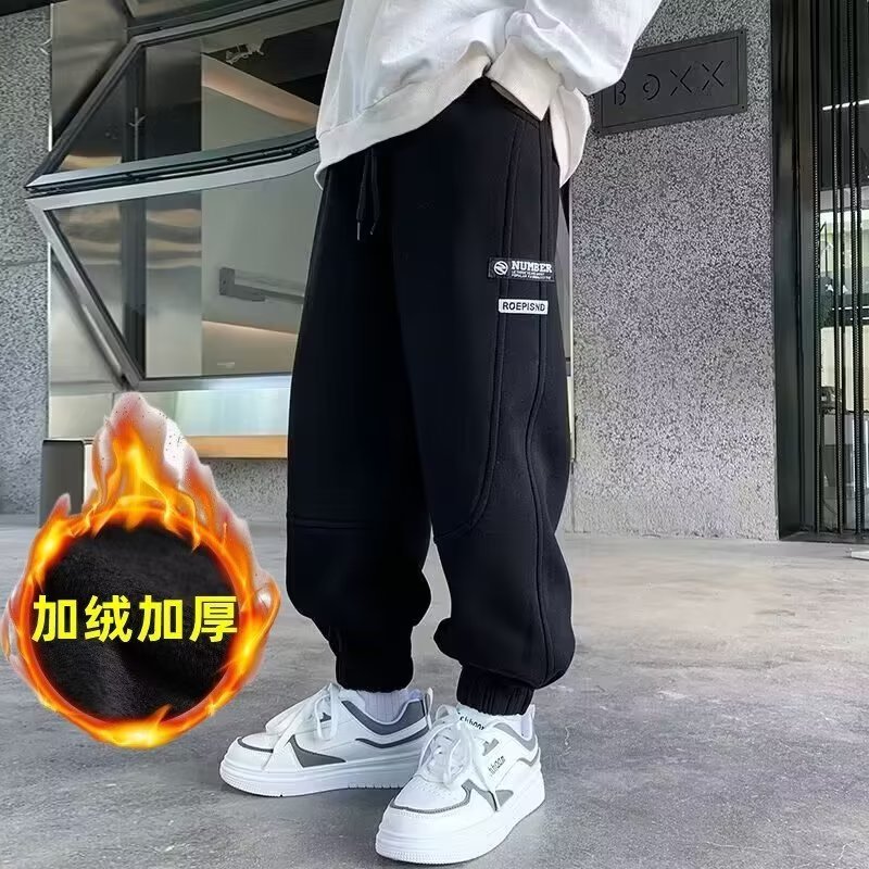 男童加绒裤子秋冬款2023新款儿童秋装运动长裤中大童休闲炸街卫裤详情6