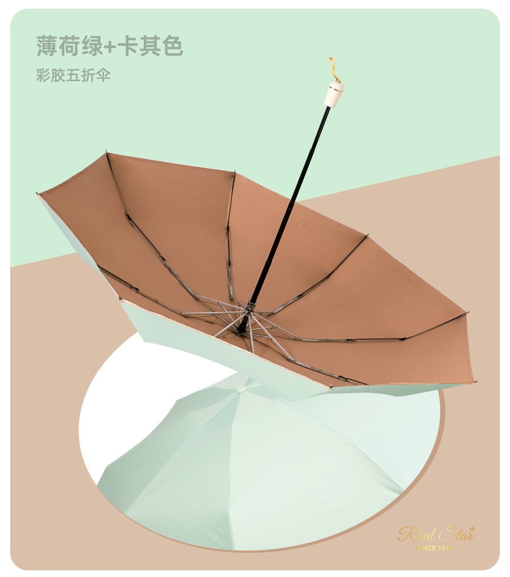 五折手开迷你双色彩胶晴雨伞铝合金伞架加大款详情9