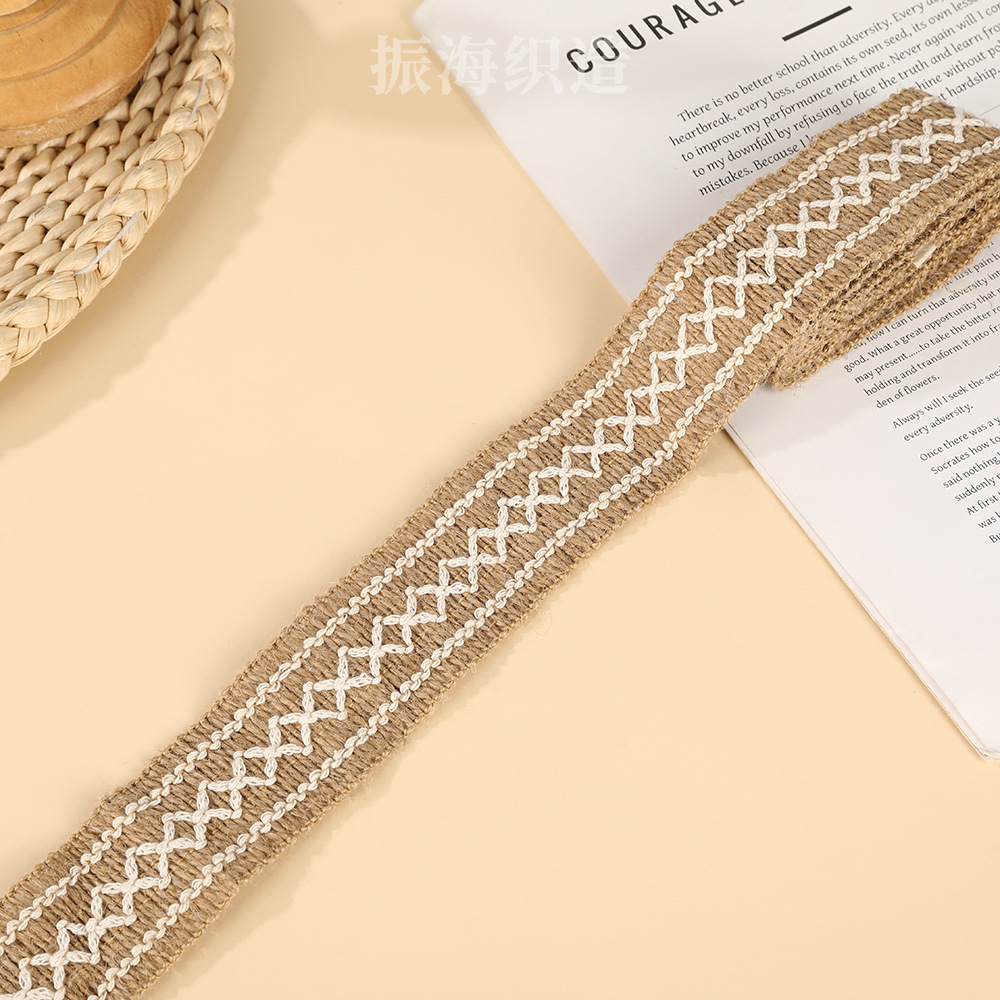 服装家纺服饰产业用花边织带工艺礼品服饰辅料用黄麻鱼丝麻织带详情12