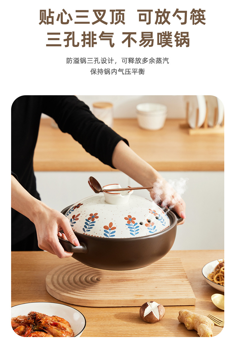 日式砂锅煲汤用家用燃气灶专用炖锅耐高温干烧不裂陶瓷煲沙锅批发详情9