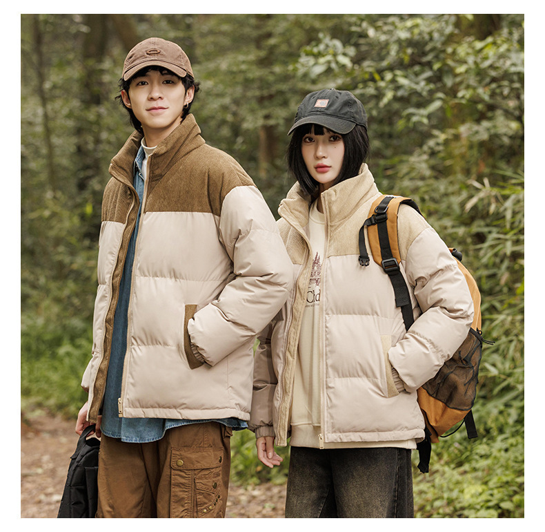 New winter fleece cotton-padded jackets for both men and women, thickened and warm cotton-padded jackets, couple bread jackets, and trendy color-blocked cotton-padded jackets pic 19