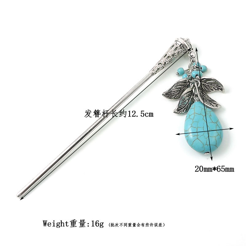 民族风波西米亚饰品苗族苗银带坠舞台演出发簪发钗发饰头饰簪子详情6