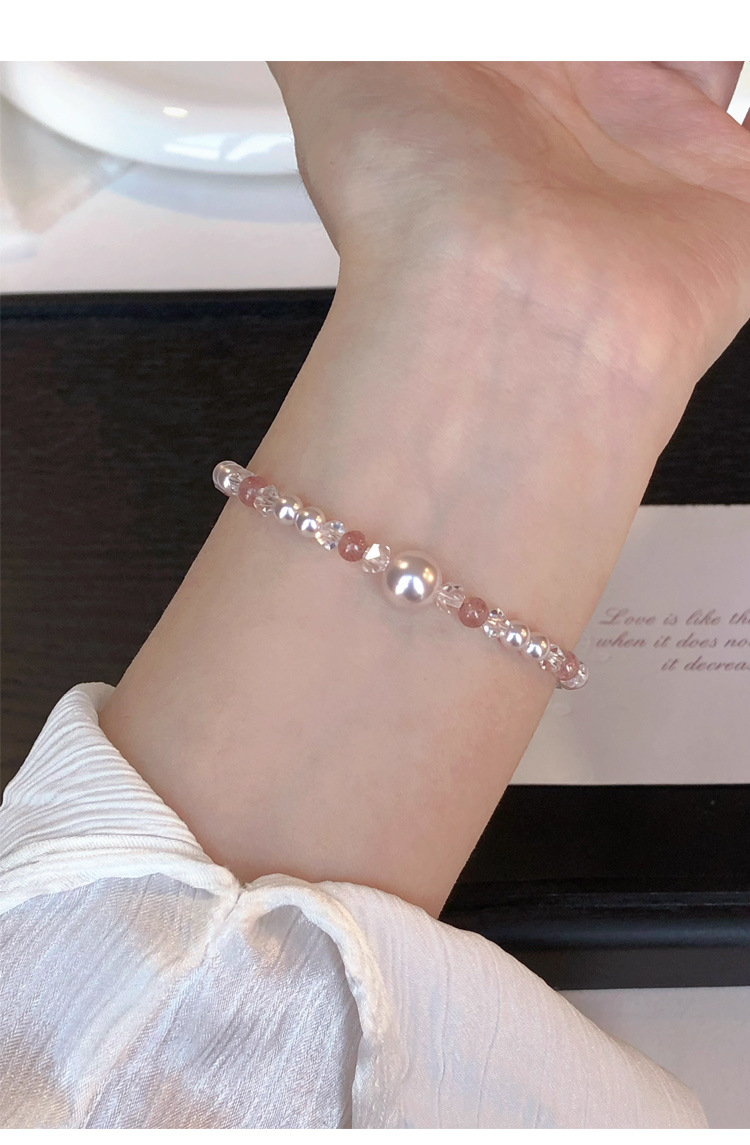 曼塔玫瑰草莓晶珍珠手链轻奢高级感手串女不掉色水晶串珠手饰批发详情6