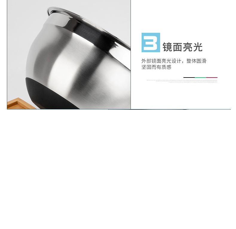 Stainless steel salad bowl, khaki black silicone bottom, anti-slip cover, grater, egg beater set, baking mixing bowl pic 7