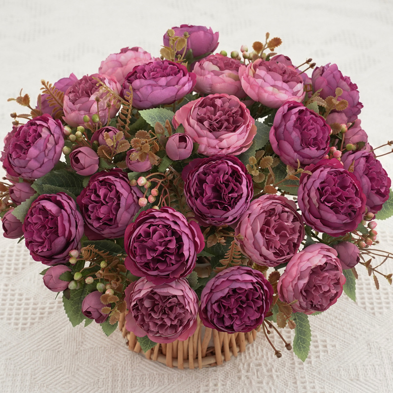 仿真花假花束 7叉欧式洋牡丹 家居婚庆装饰花瓶插花绢花玫瑰芍药详情18