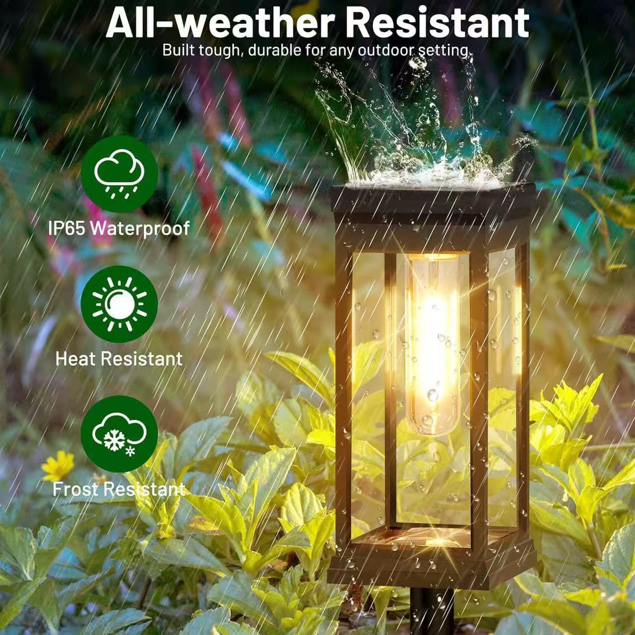 Solar garden lights, solar panel path lights, fire safety indicator lights, 1500 lumens, waterproof and energy-saving pic 5