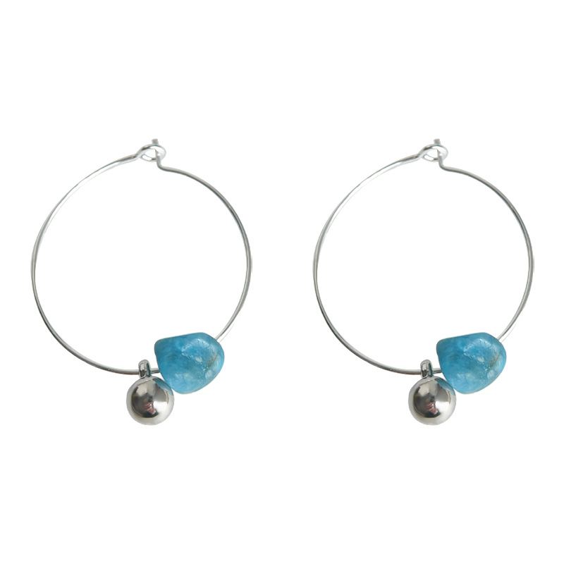 Personalized minimalist natural stone apatite handcrafted original designer circular earrings factory earrings wholesale pic 9