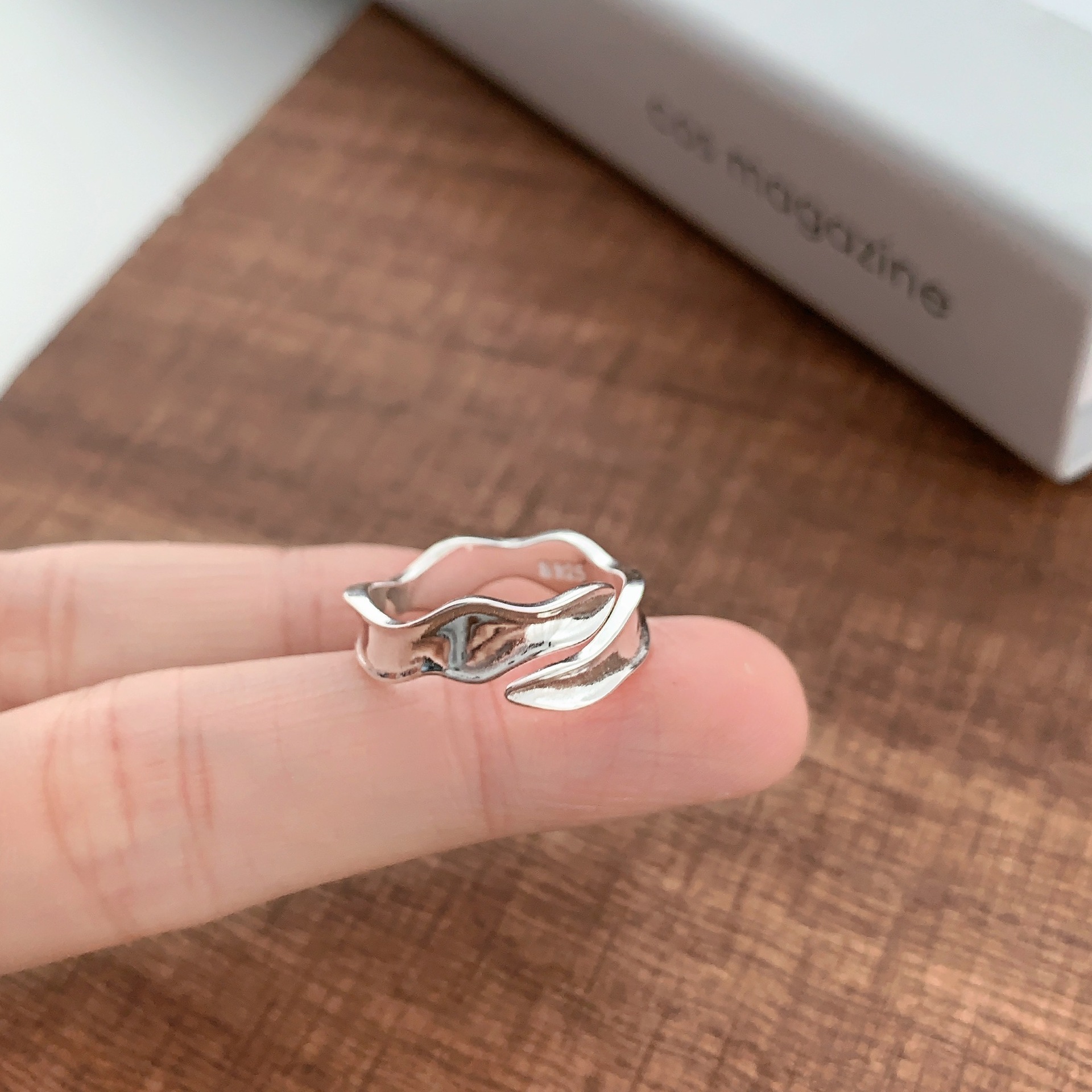 Geometric irregular 12.16 wave ring S925 sterling silver simple and niche heartbeat ring design, cold style adjustable pic 9