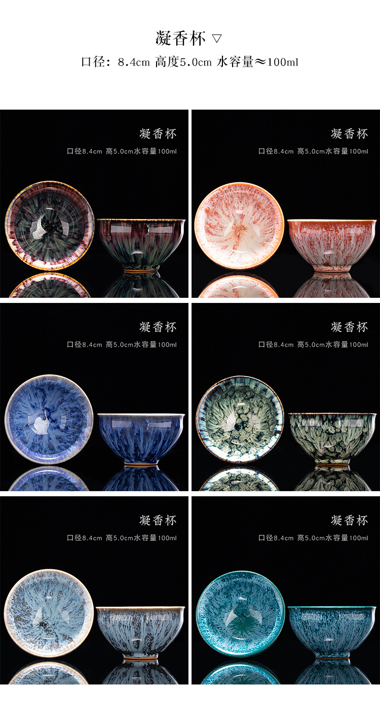 Kiln-transformed ceramic single-cup Jian ware, Tenmoku glaze tea cups, tea cups, creative personal master cups, large tea-tasting cups, and bamboo hat cups pic 14
