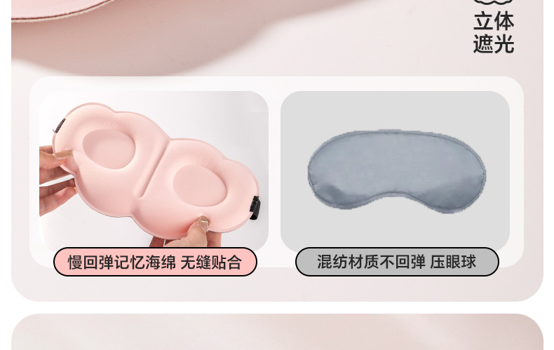 3D立体云朵睡眠眼罩双面冰丝遮光透气缓解眼疲劳不压眼午睡眼罩详情10