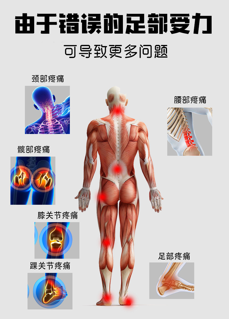 扁平足鞋垫足弓矫正足外翻内八字平底xo型腿足底矫正平足后跟垫详情4