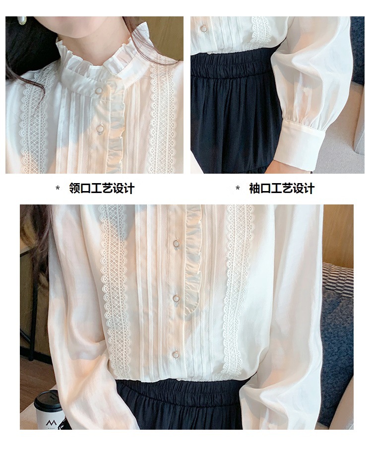 法式高级感木耳边长袖雪纺衬衫女2025早春季新款别致减龄气质上衣详情2