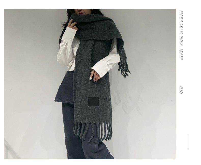 Autumn and winter Ankela Red Wool Scarf for women, new solid color thickened warm scarf, high-end, simple and versatile shawl pic 8