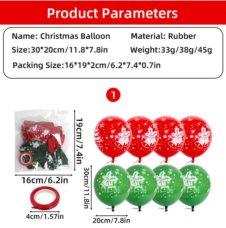 Christmas balloon party, red and dark green shopping mall decoration scene, Santa Claus, snowflake, latex thickened balloons pic 2