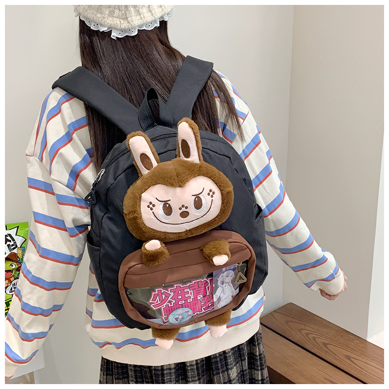 可爱拉布布少女双肩包新款卡通创意玩偶背包萌趣软妹休闲学生书包详情29