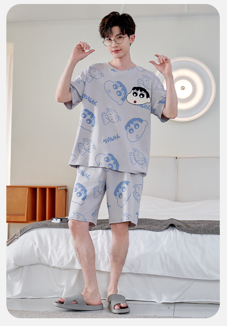 薄款200斤加大码睡衣男士款夏季短袖卡通青年夏天舒适家居服套装详情11