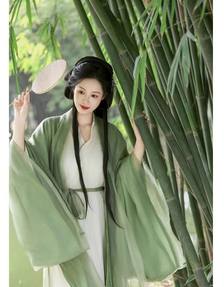 国潮绿色女款魏晋风古装广袖流仙裙小个子中国风改良襦裙古风女装汉服详情17