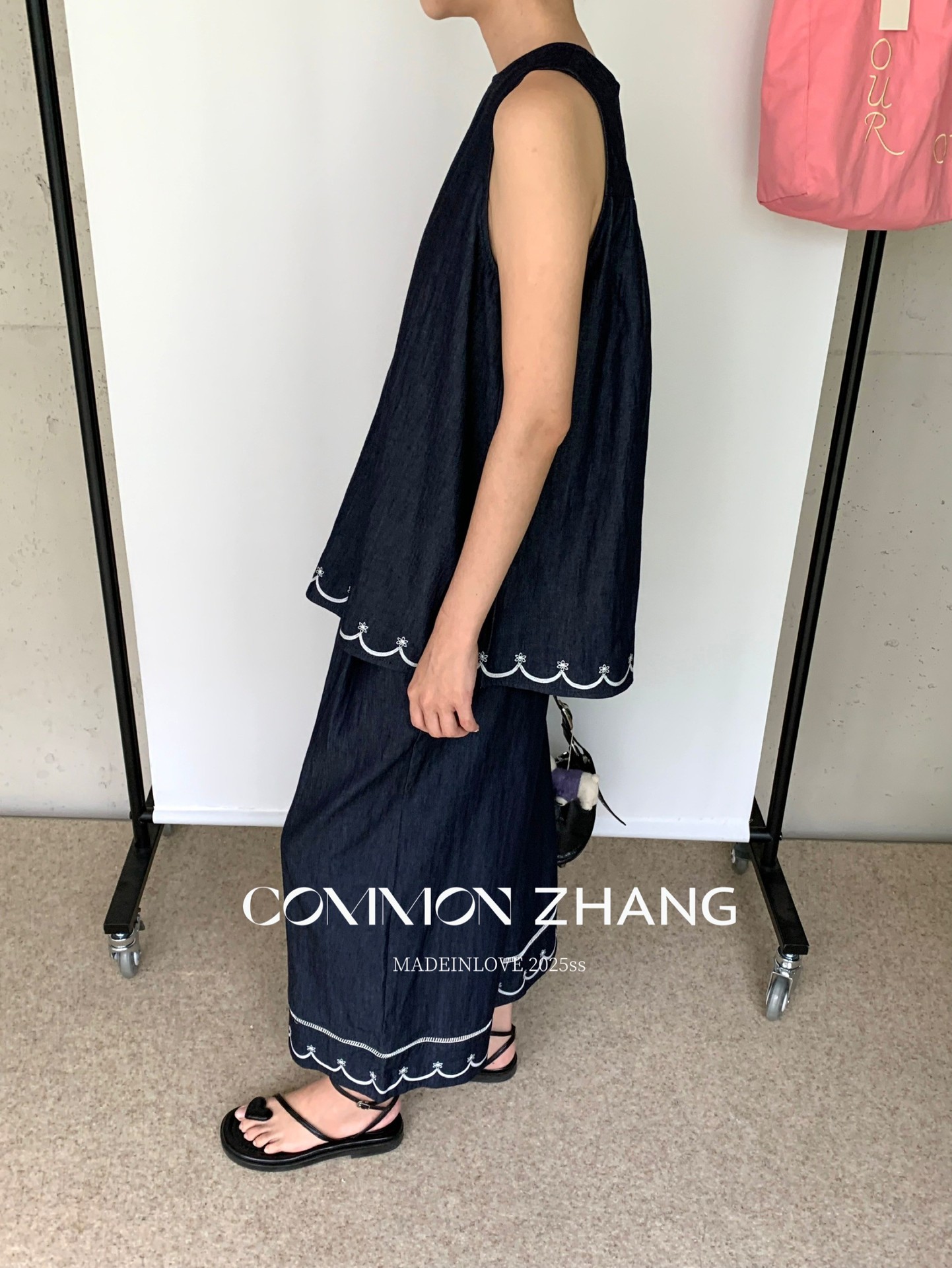 CZ ZHANG Summer Korean-style casual, laid-back, loose, versatile, embroidered textured round-neck denim vest for women, B24179 pic 9