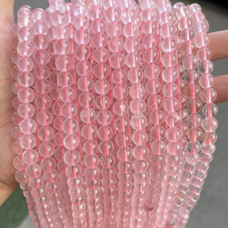 Wholesale of multi-material natural crystal round beads, white crystal, strawberry crystal, hair crystal bracelets, loose beads, diy jewelry accessories, and beads pic 36