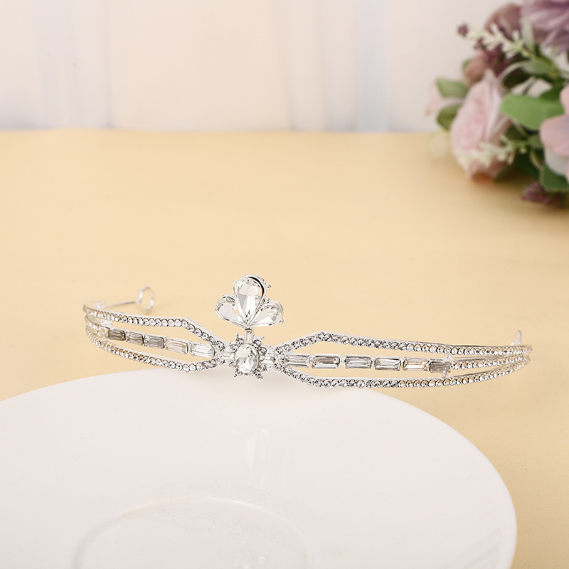 Crown Baroque headband for brides, Korean version with water diamonds, performance head, catwalk accessory, wedding headwear, photography wholesale pic 4