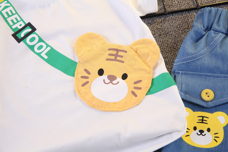 Versión coreana de verano niños manga corta niños shorts traje de bebé zoe vestido de verano bolsa de satchel camiseta traje de dibujos animados 5 pic 8
