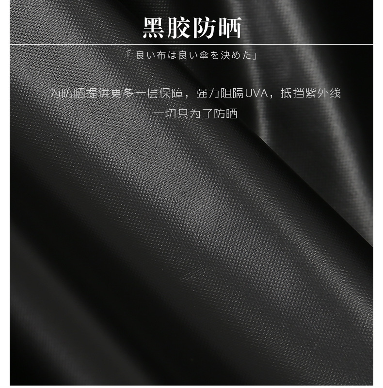 新款10k黑胶全自动折叠商务雨伞金属木柄三折遮阳伞 黑胶遮阳防晒详情11