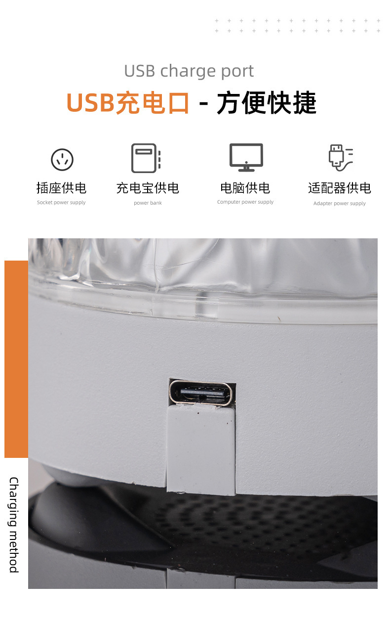 网红款水波纹氛围灯小夜灯创意女生礼物床头卧室火焰极光动态台灯详情4