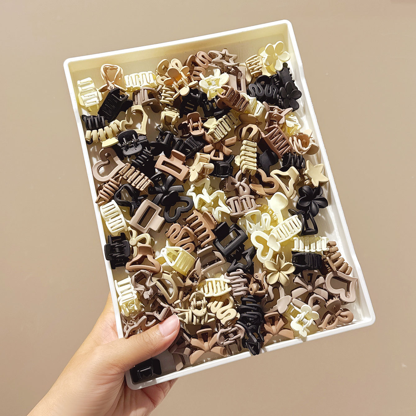 跨境咖色系迷你小夹子多款式随机组合发饰发卡10 20 30件装饰品搭配详情6