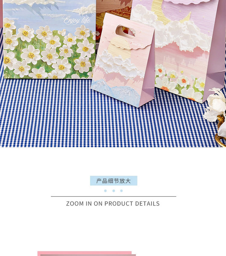 文艺油画礼品袋文艺手提袋节日精美男女生日花束包装送礼物纸袋子详情5