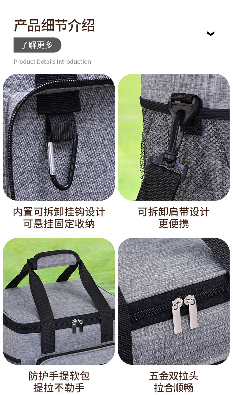 跨境亚马逊大容量野餐包户外露营饭盒保温袋车载冰包带饭的手提袋详情13