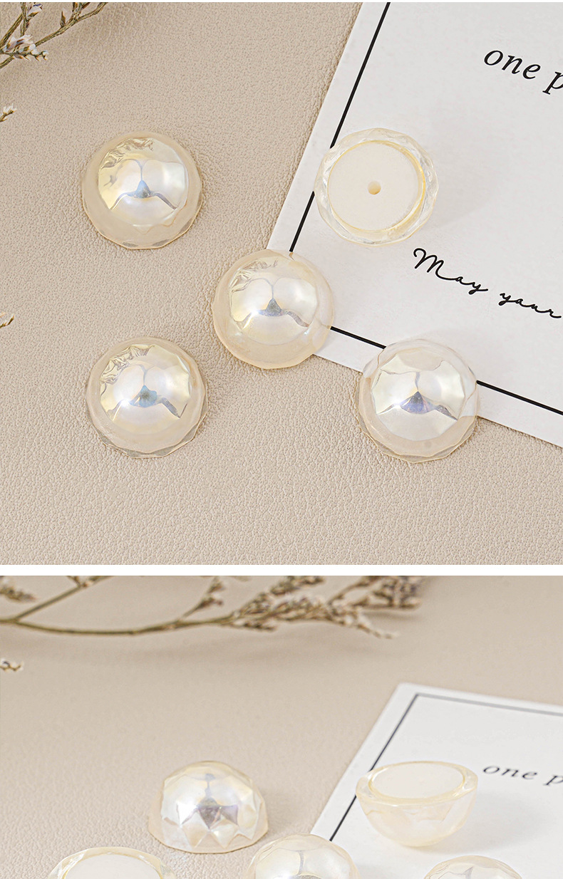 高品质切面透明珍珠半面贴片珠中珠diy耳环发卡饰品配件贴片材料详情4