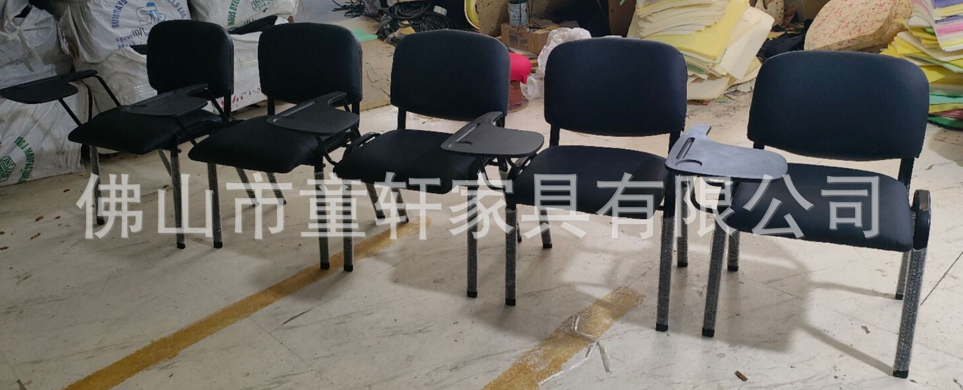 Foshan manufacturer wholesals foreign trade office chairs, fabric four-legged training chairs with writing boards and armless conference seats pic 9