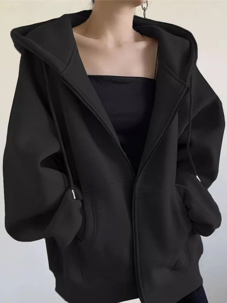 春秋薄款纯棉外套oversize大码宽松开衫卫衣ins胖mm上衣男女同款详情3