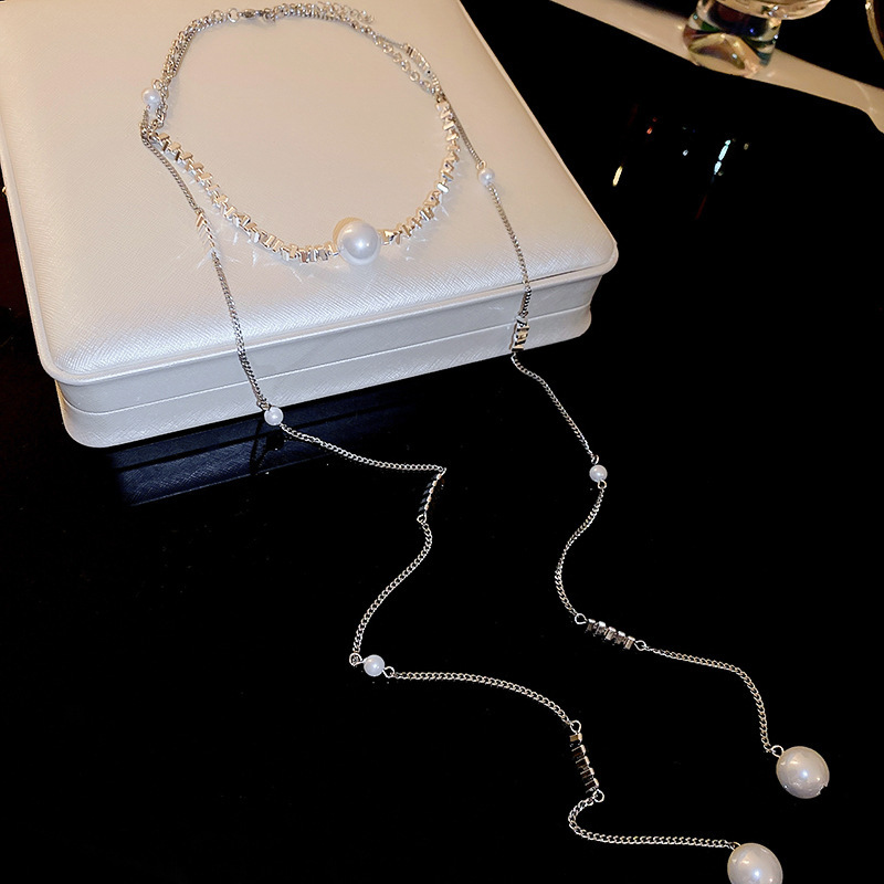 Irregular long pearl necklace, French light luxury style, sweater chain, niche simple and high-end necklace wholesale for women pic 48