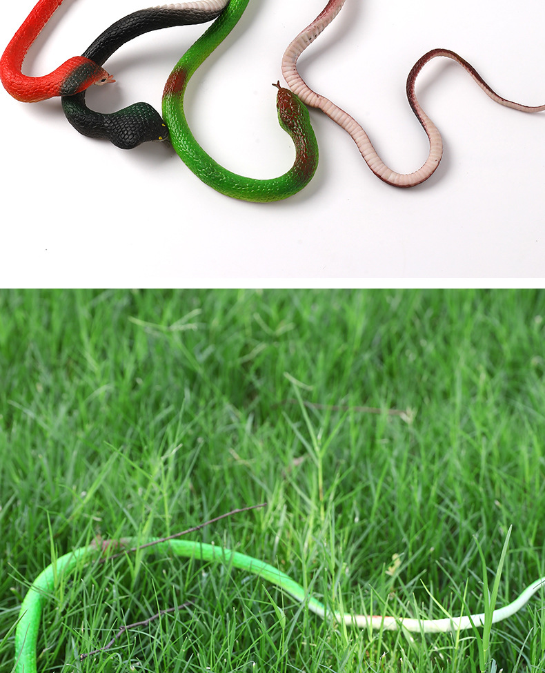 Factory wholesale 68cm eco-friendly rubber snake prank toys, soft rubber fake snakes, Halloween prank toy snakes pic 56