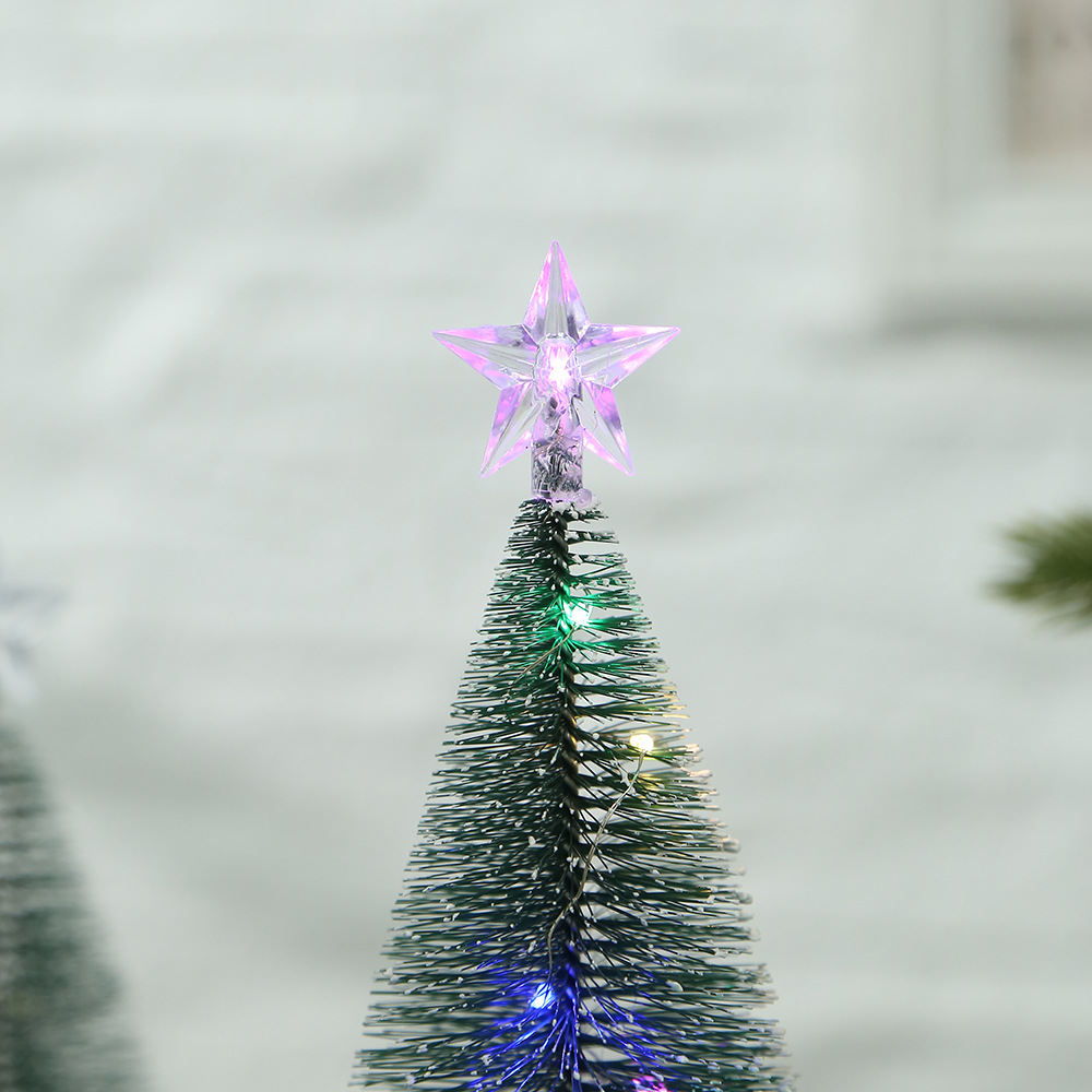 工厂直销迷你圣诞树场景装饰品带彩色灯光星星树顶的圣诞树批发详情3