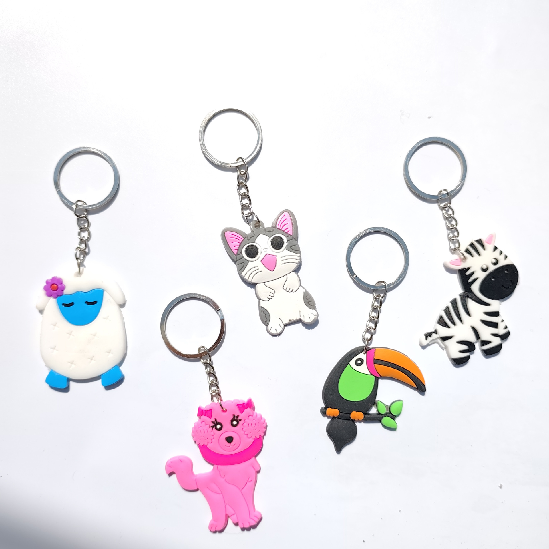 跨境新款动物钥匙扣礼品卡通可爱挂件PVC软胶森林动物钥匙链批发详情5