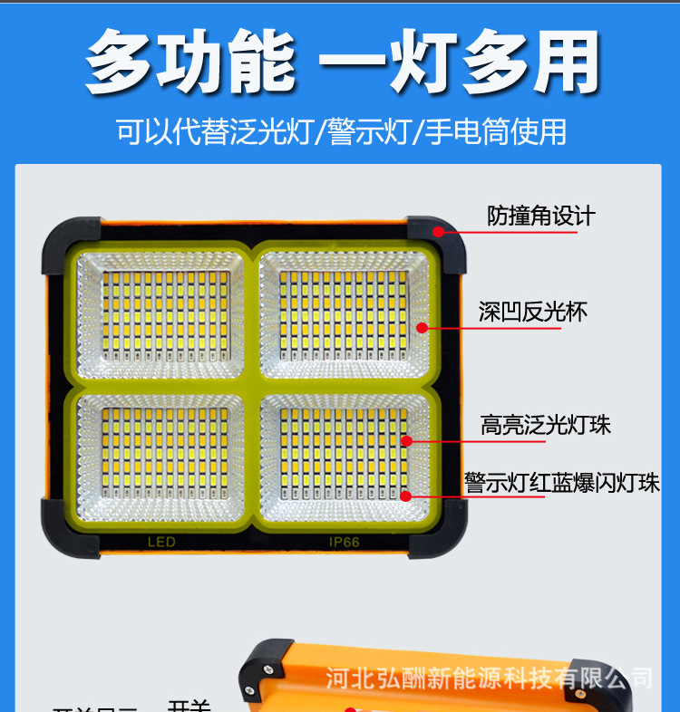 跨境户外应急照明充电灯便捷式移动露营多功能USB太阳能手提灯详情13