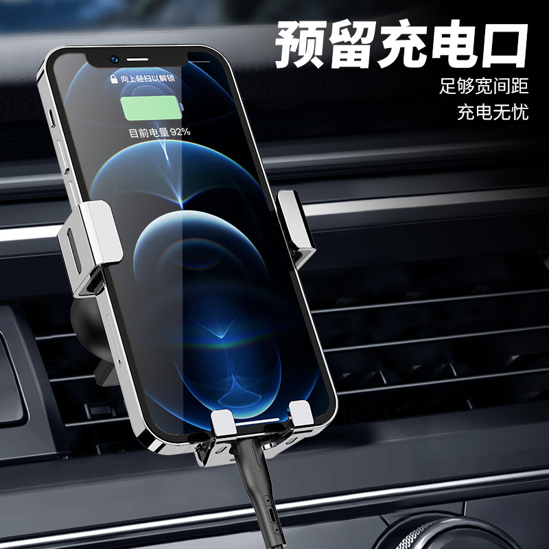 YC12 Gravity Phone Stand (Mirror surface + Hook) Metal Lock Hook Air Outlet Car phone stand, car gravity phone stand, car air outlet phone stand clamp pic 7