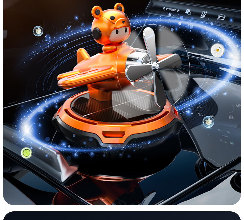 Solar-powered car rotating perfume helmet bear car aroma diffuser, airplane interior aroma decoration items, ornaments, light fragrance pic 6