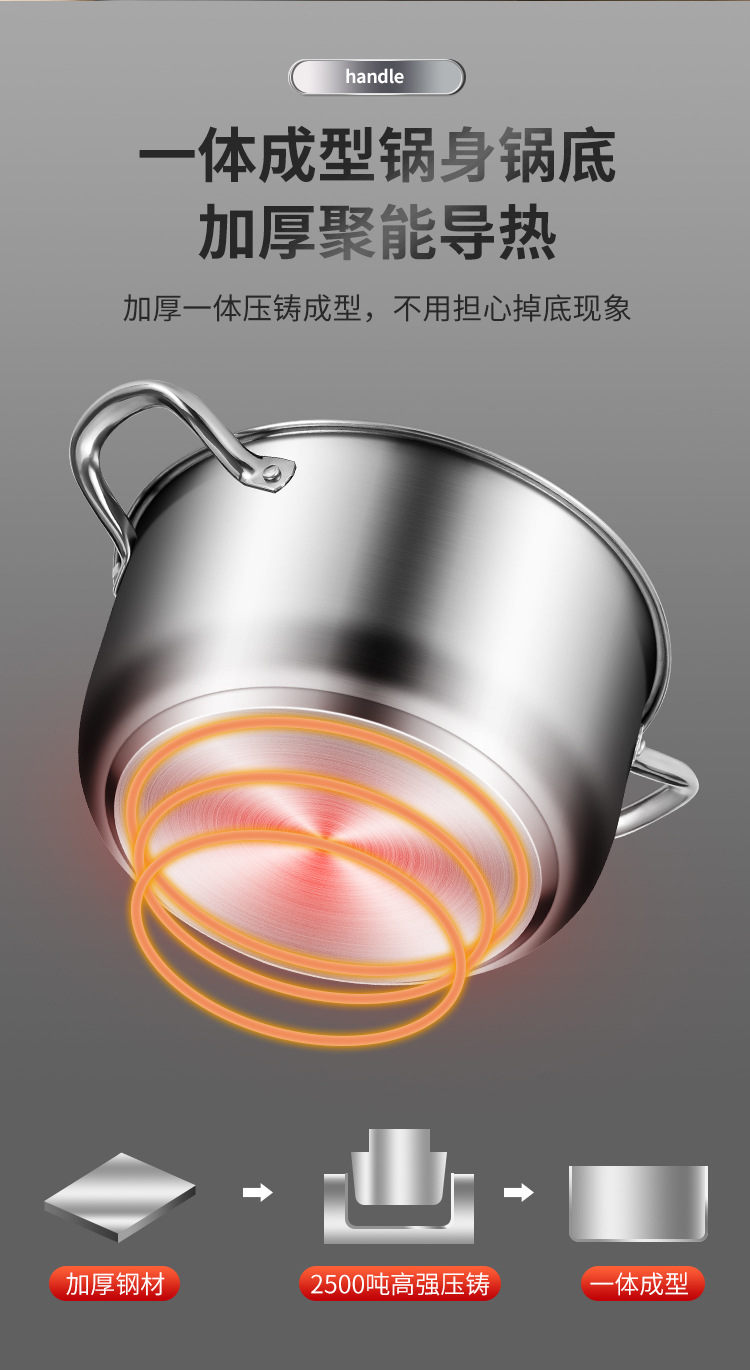 Household stainless steel soup pot, commercial 304 stewing pot for making soup, stewing meat, boiling soup, steaming and instant noodles, small pot, gas induction cooker pic 13