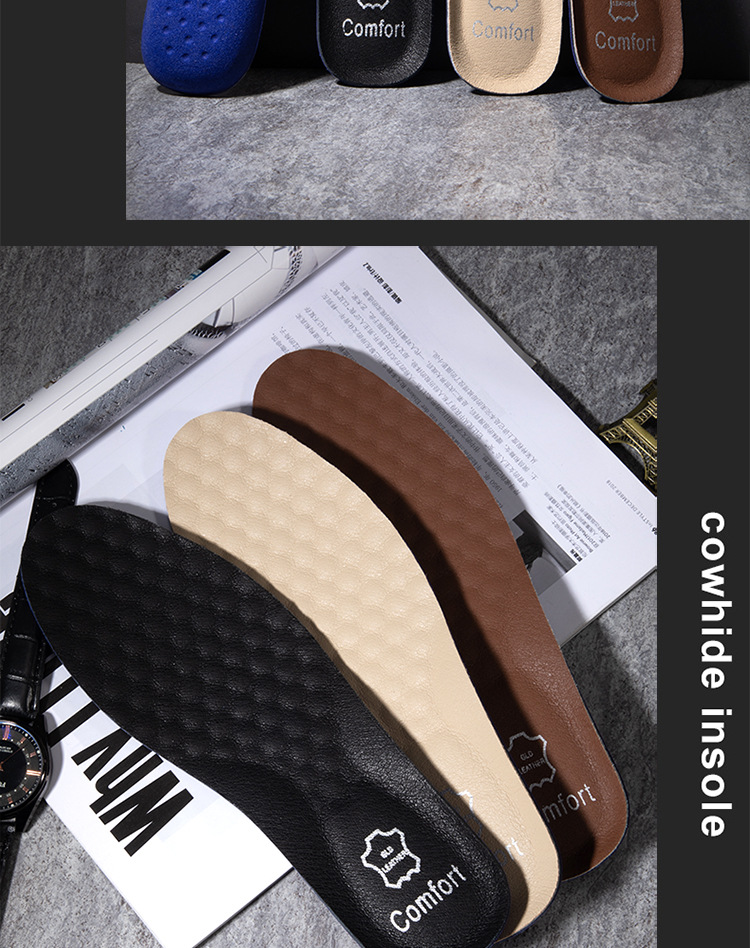 Genuine leather sports insoles for men, sweat-absorbing, antibacterial, deodorizing, shock-absorbing, breathable, basketball shock-absorbing, made of cowhide leather pic 12