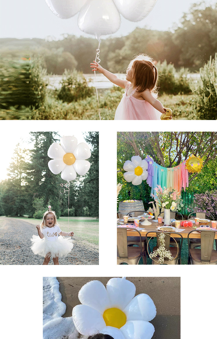 Cross-border oversized ins Daisy aluminum film balloon smiling chrysanthemum photo prop, extra-large baby and children's birthday party pic 11