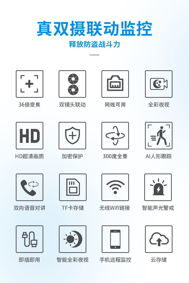 99倍光学变焦枪球摄像头4G终身免流量WIFI人形户外手机远程详情3